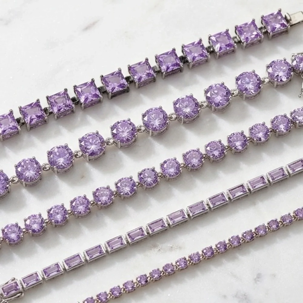 Sterling Silver .925 Lavender Amethyst CZ Tennis Bracelet – 7